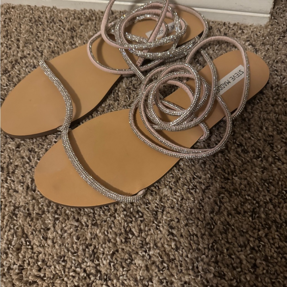 Steve Madden Sparkling Silver and Nude Sandals